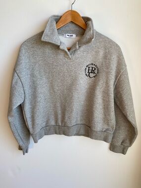 My Call New York Health and Racquet Club Crop Collared Sweatshirt Gray